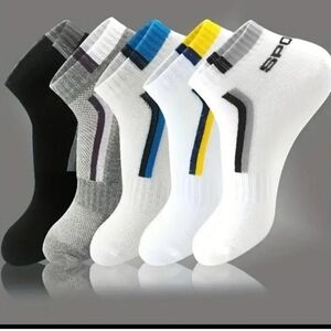 Men's Athletic Crew Socks - Black, Gray, Blue, Yellow, White